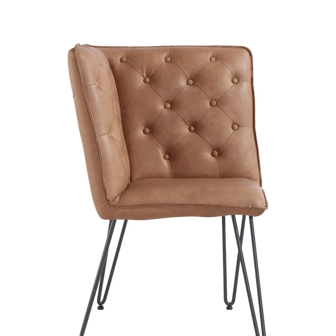 Darwen Studded Back Bench Set Tan Brown