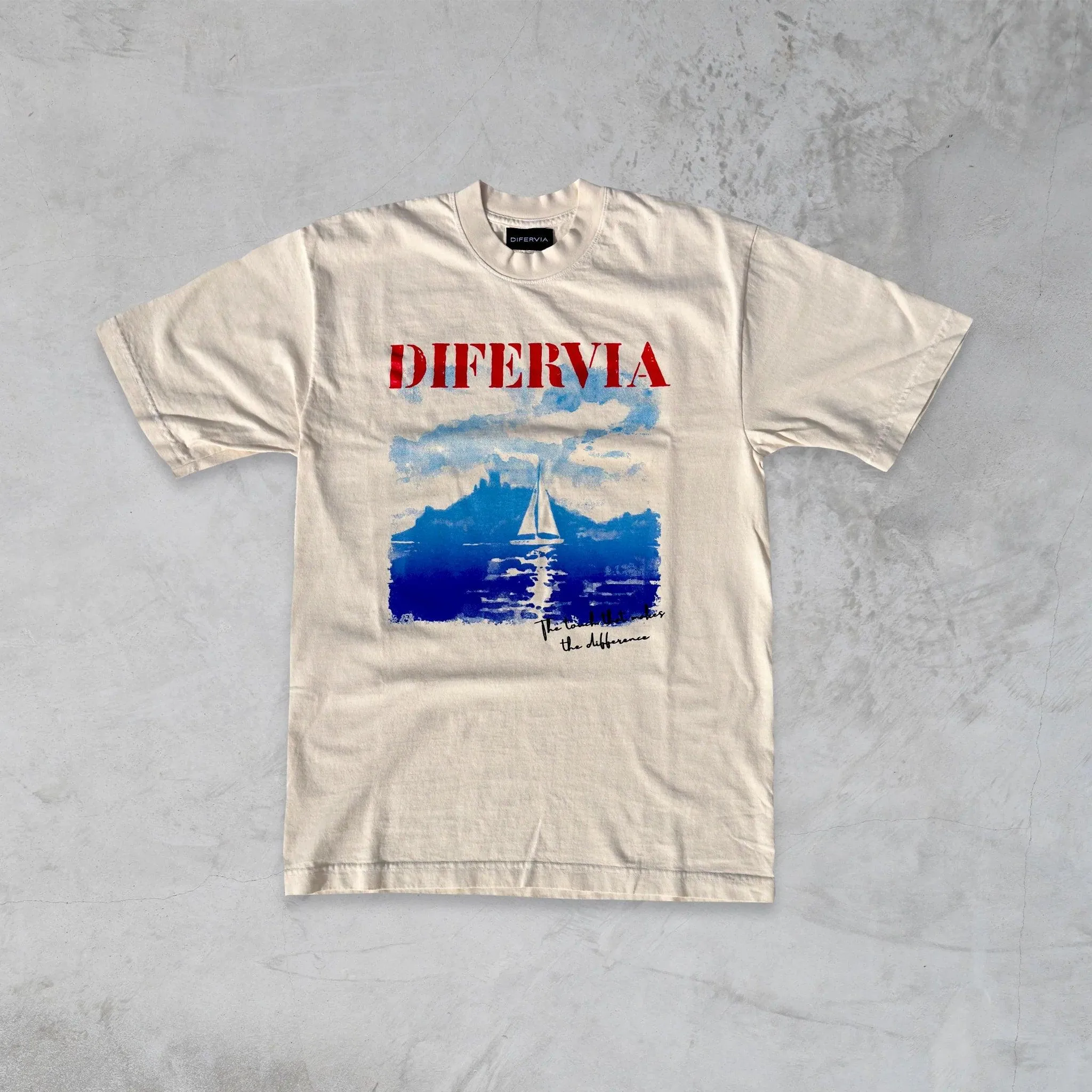 DIFERVIA SAILBOAT, CREAM T-SHIRT