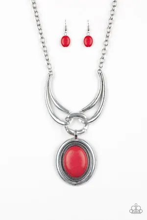 Divide and RULER Red Stone Necklace - Paparazzi Accessories