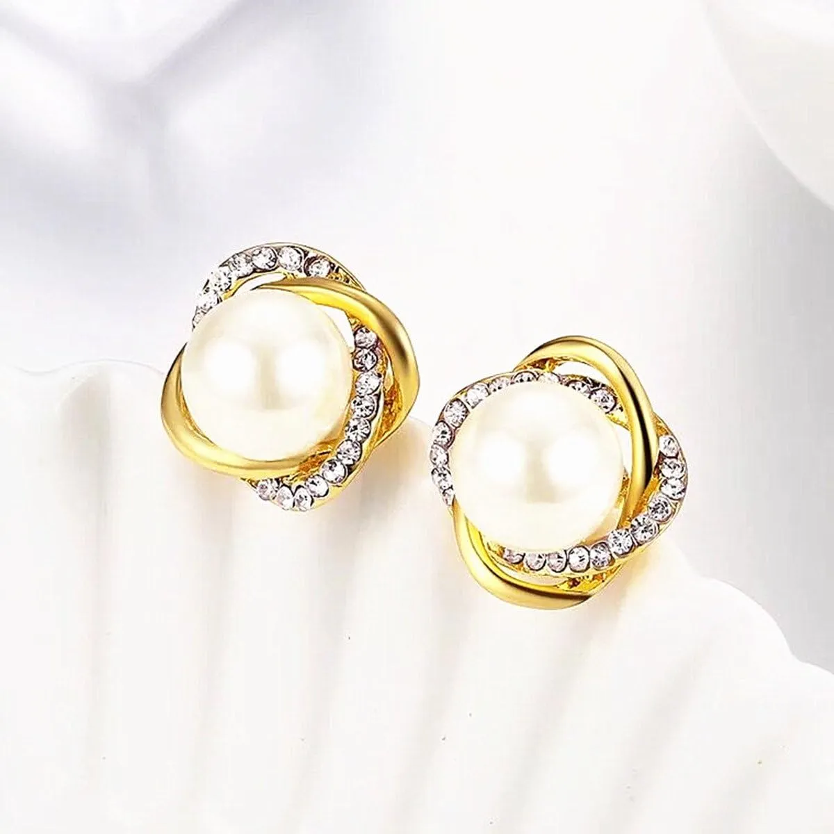 Double Pearl Studded Earrings