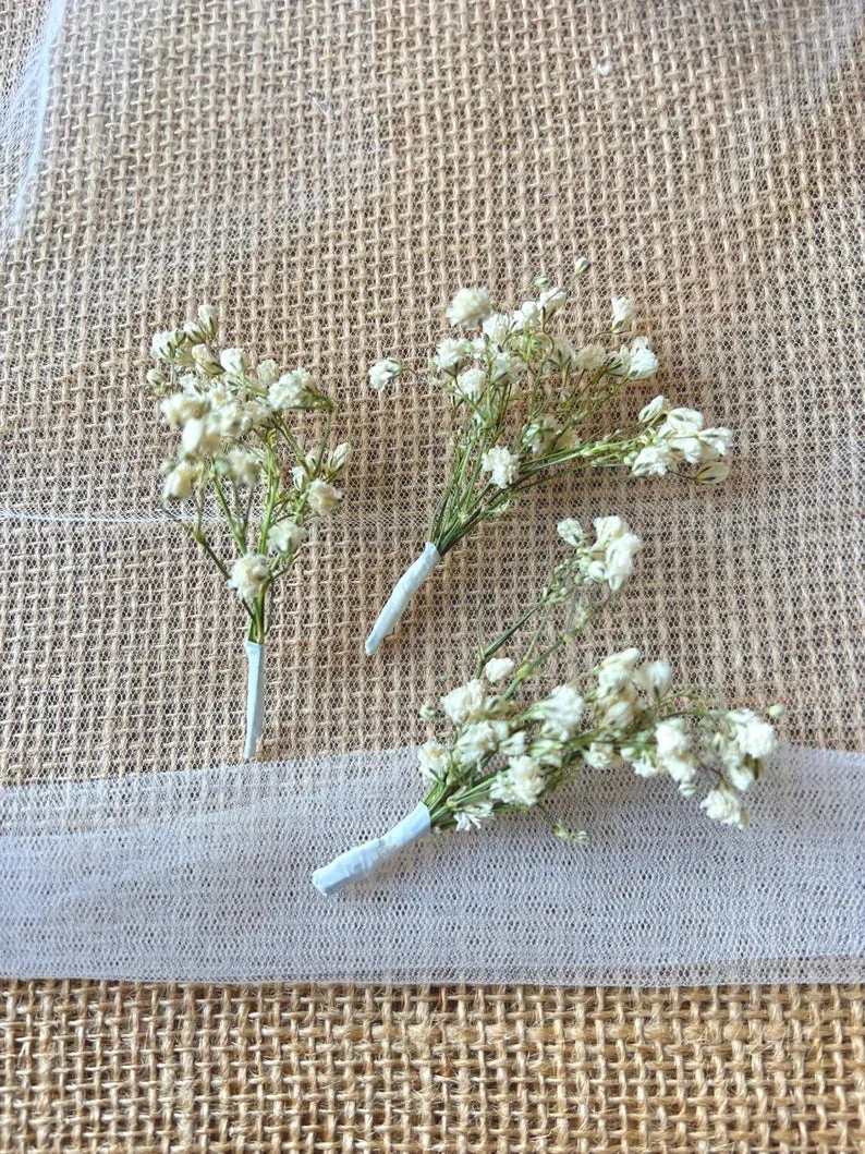 Dried Flower Hair Pins, Flower Girl Gypsophila Hair Pins Babys Breath Colorful Floral Hair Accessories Minimal Bridal Pins Floral Hair Piece