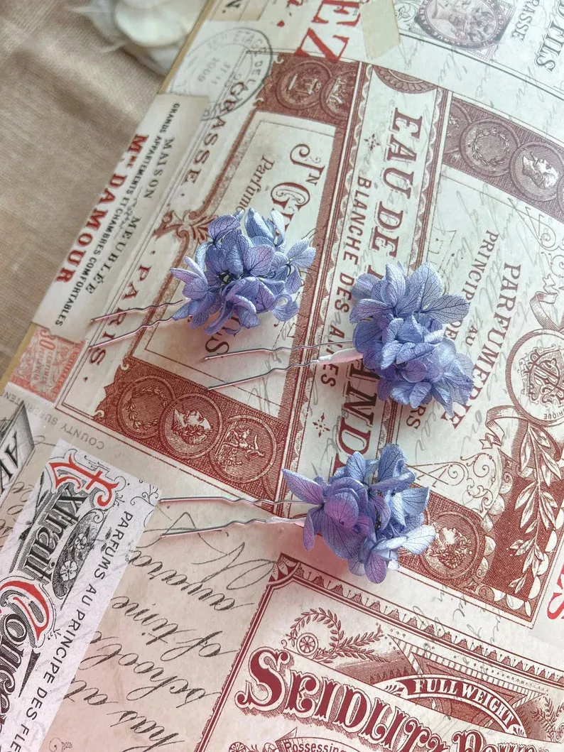 Dried Flower Hair Pins, Flower Girl Gypsophila Hair Pins Babys Breath Colorful Floral Hair Accessories Minimal Bridal Pins Floral Hair Piece