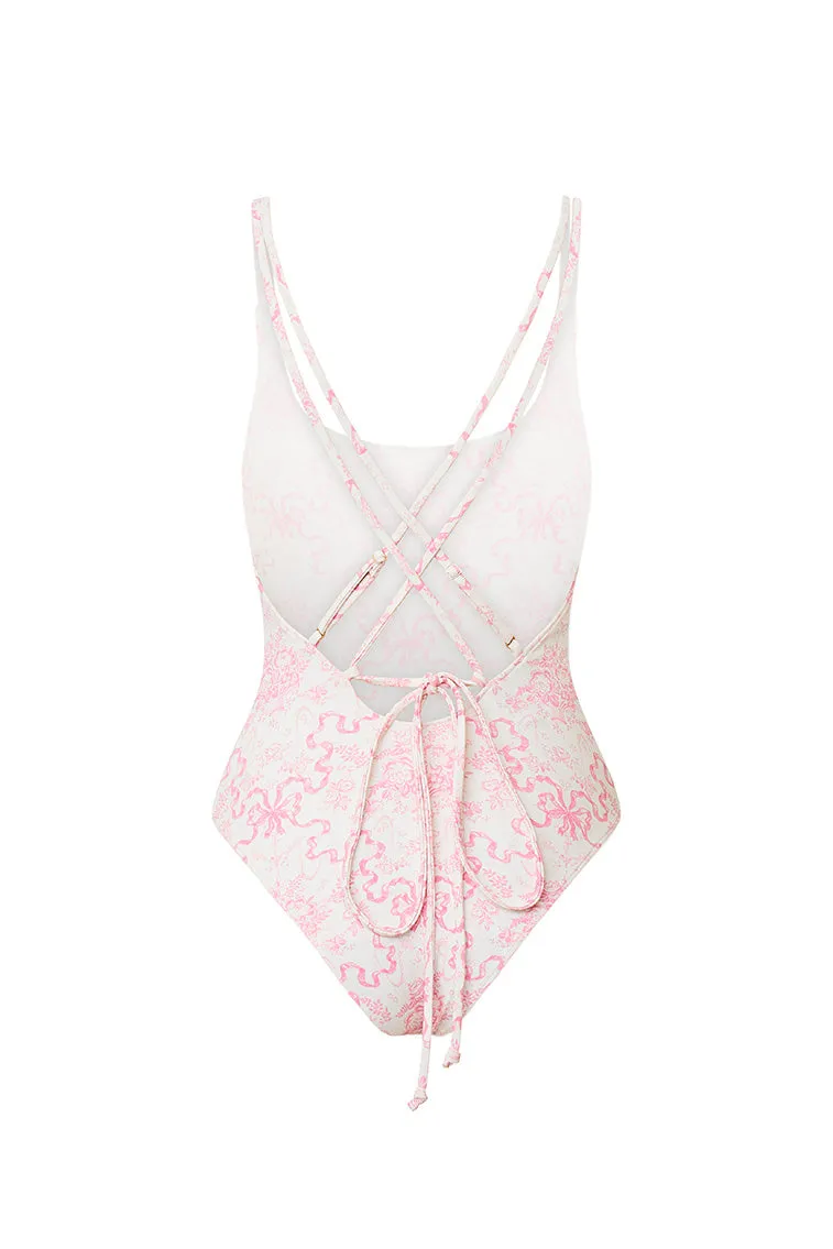 Dusk Bow Print One Piece Swimsuit