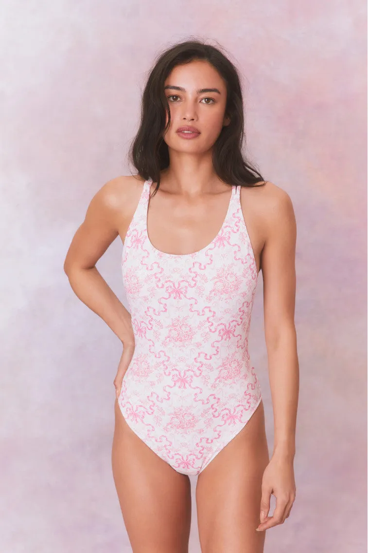 Dusk Bow Print One Piece Swimsuit