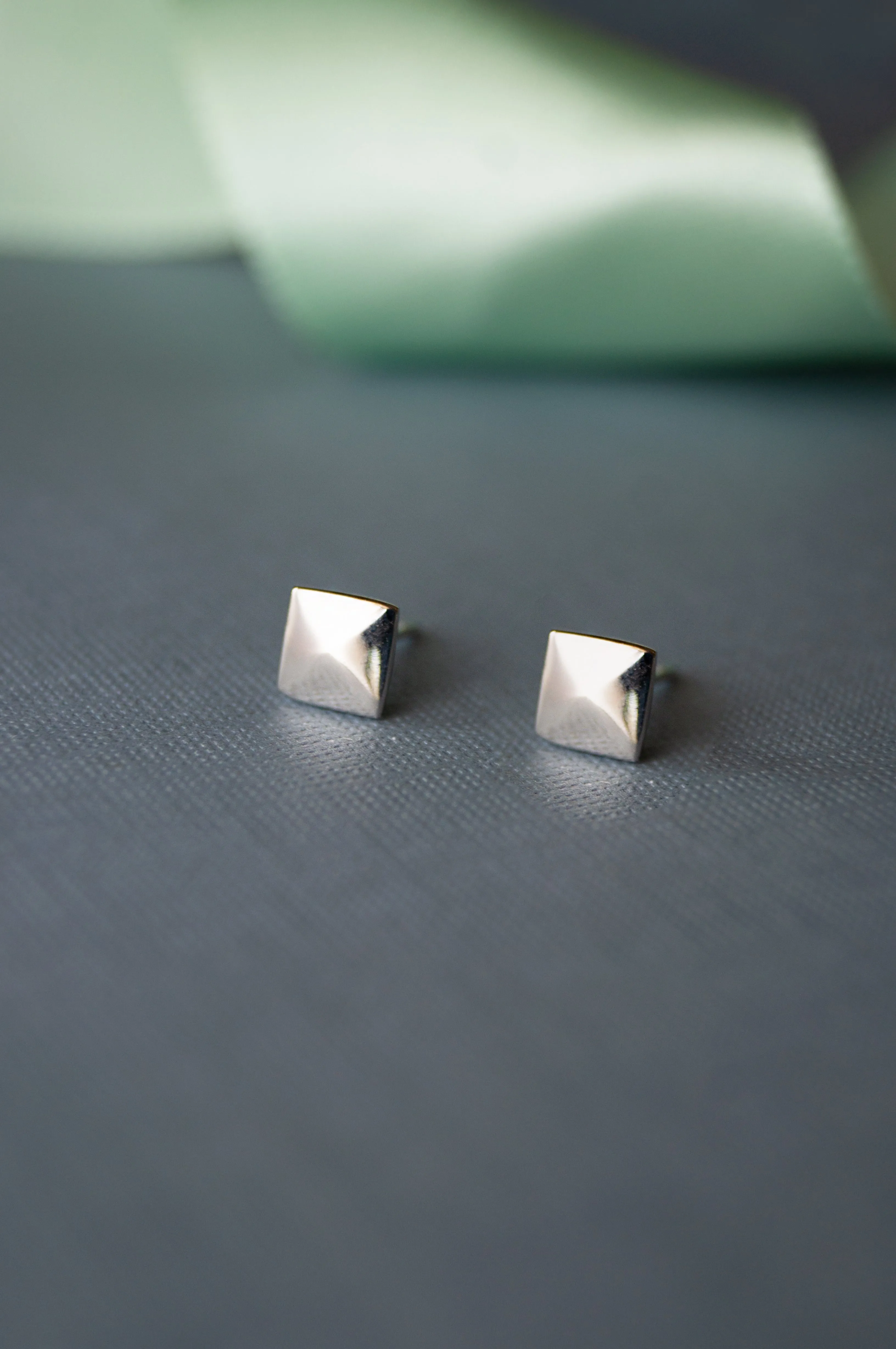 Edgy Pyramid Gold Plated Mini Sterling Silver Stud Earrings