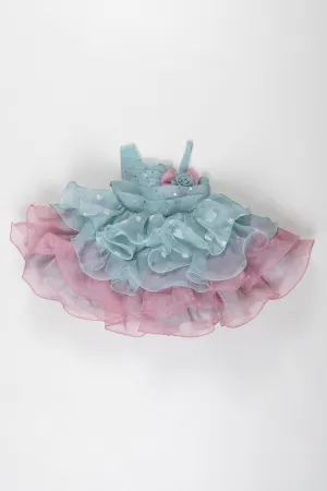 Enchanted Twilight Ruffle Frock: A Celestial Celebration for Girls