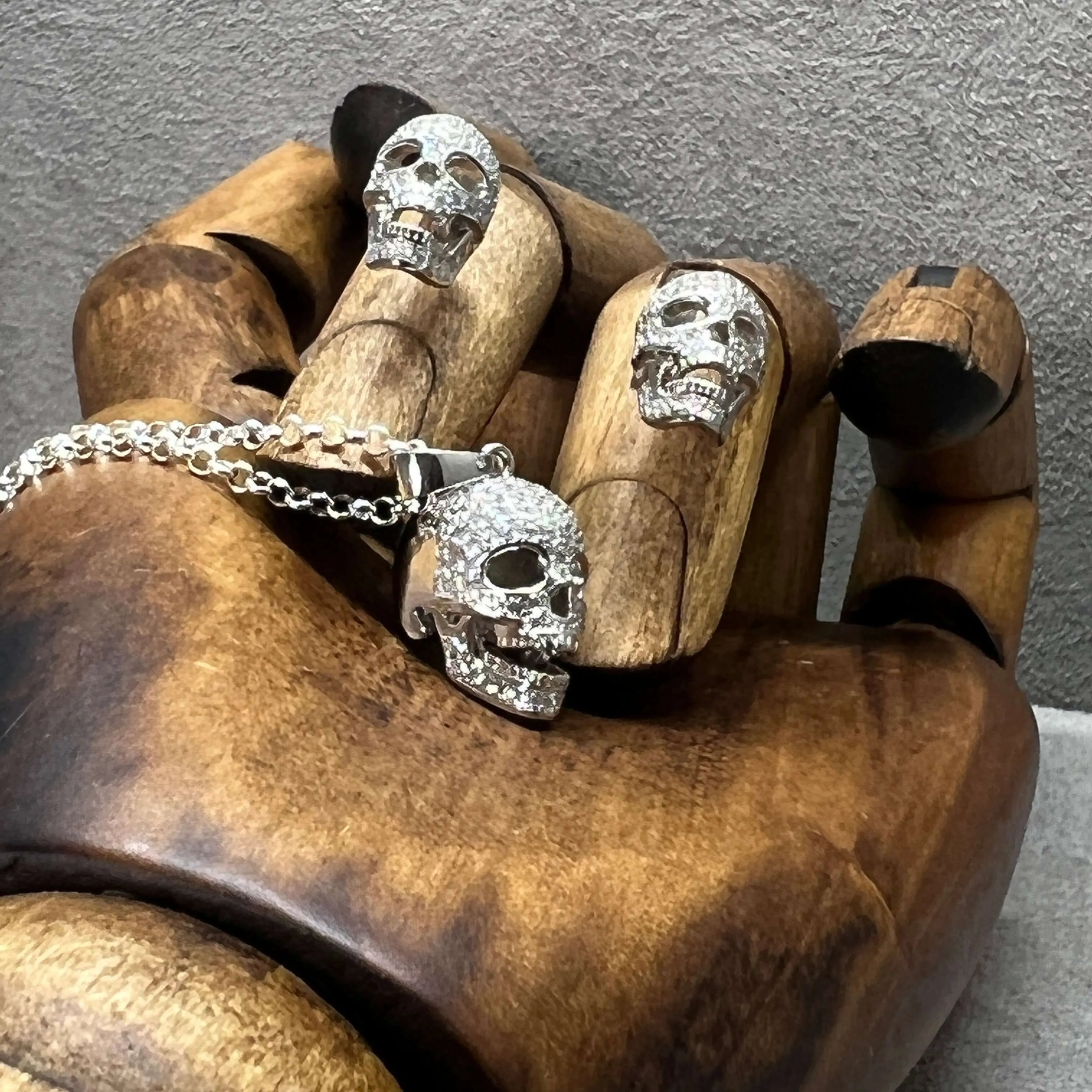Fine Zirconia Sterling Silver Crystal Skull Stud Earrings