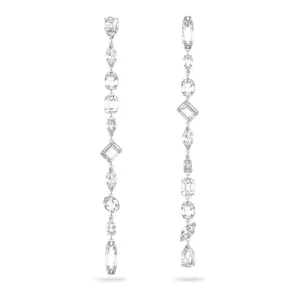 Gema Drop Asymmetric Design Long White Rhodium Plated Earrings 5639328