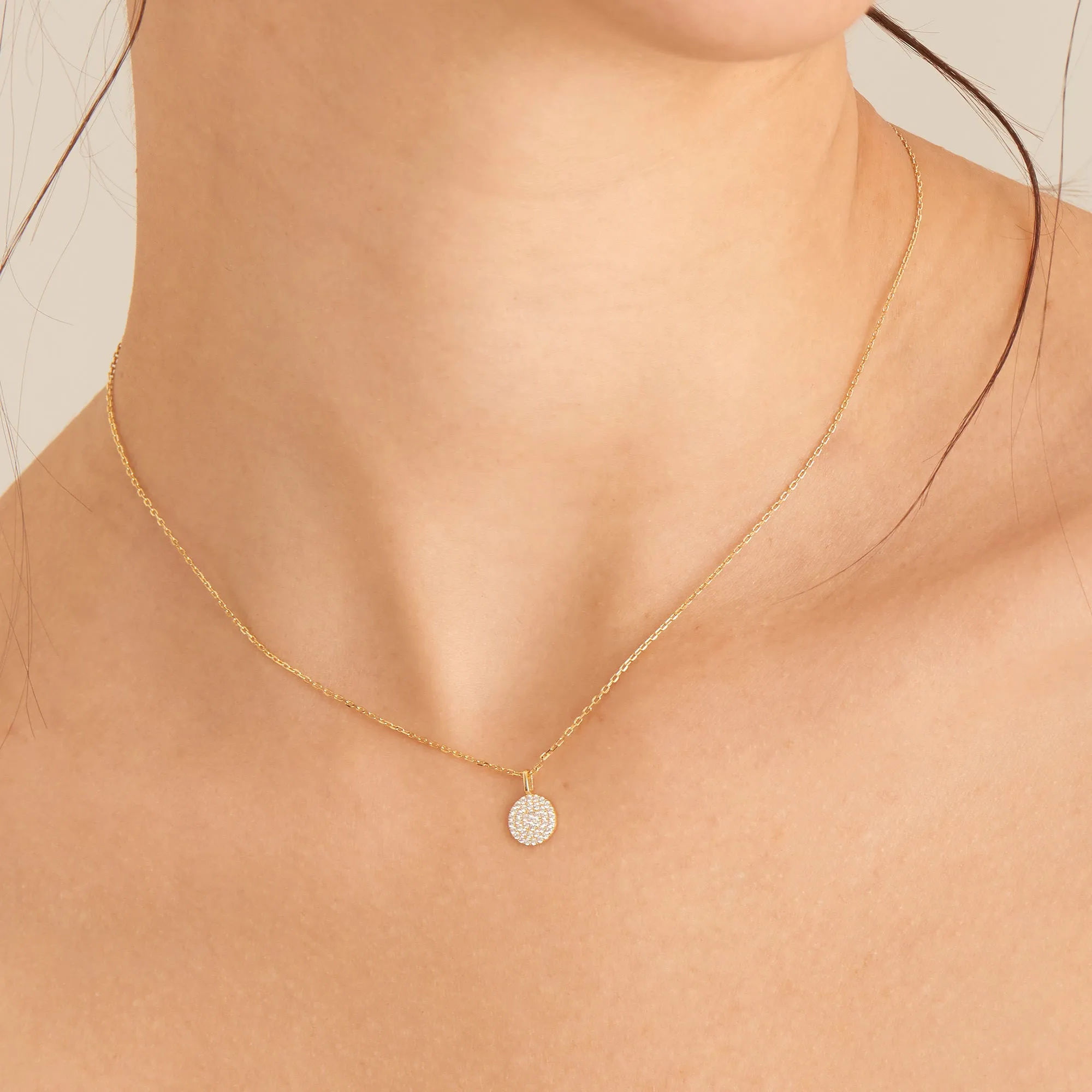 Gold Glam Disc Pendant Necklace