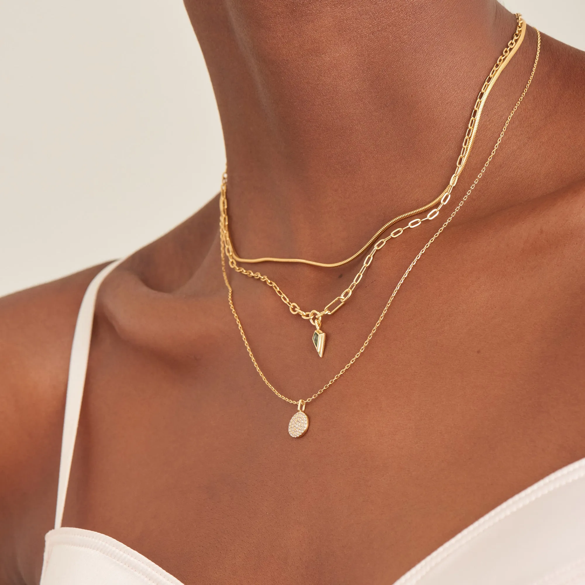 Gold Glam Disc Pendant Necklace
