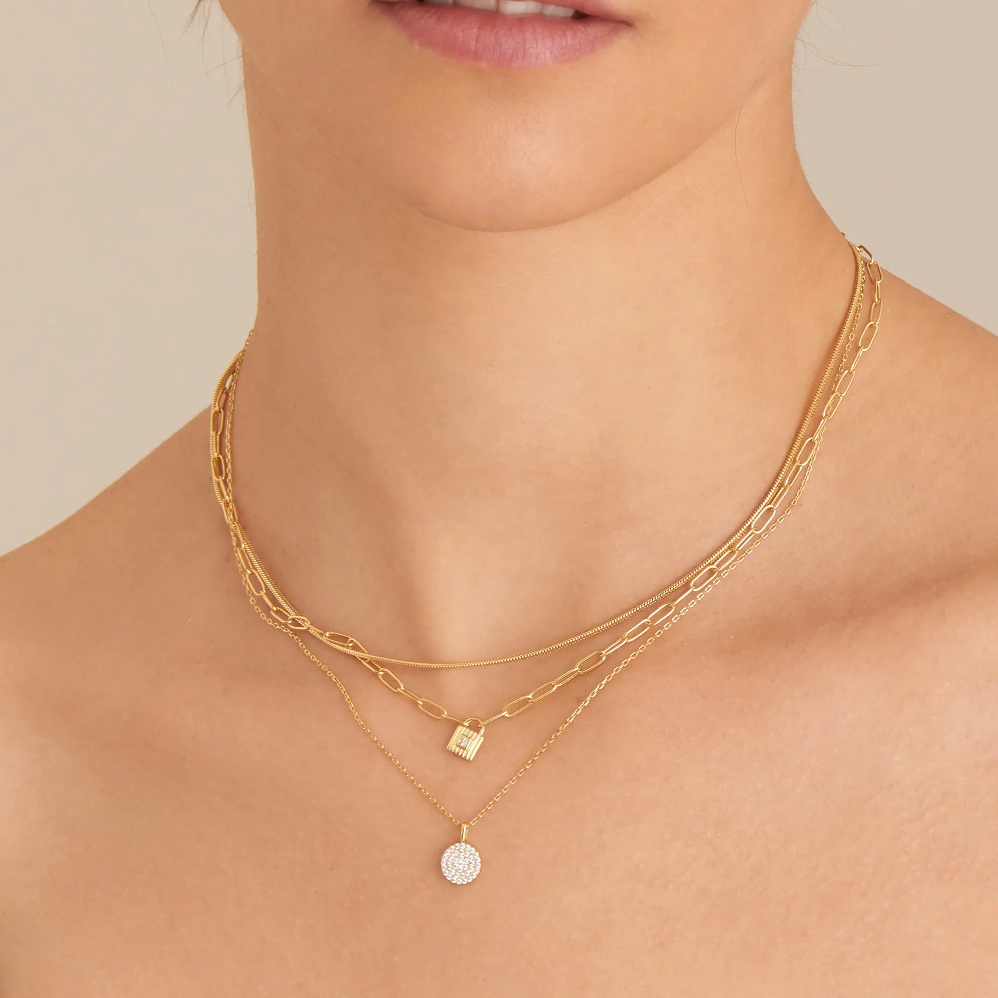 Gold Glam Disc Pendant Necklace