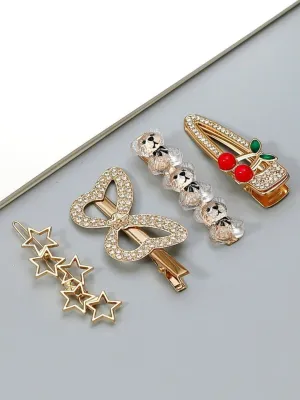 Golden Glamour: Sparkling and Celestial Hair Clip Set