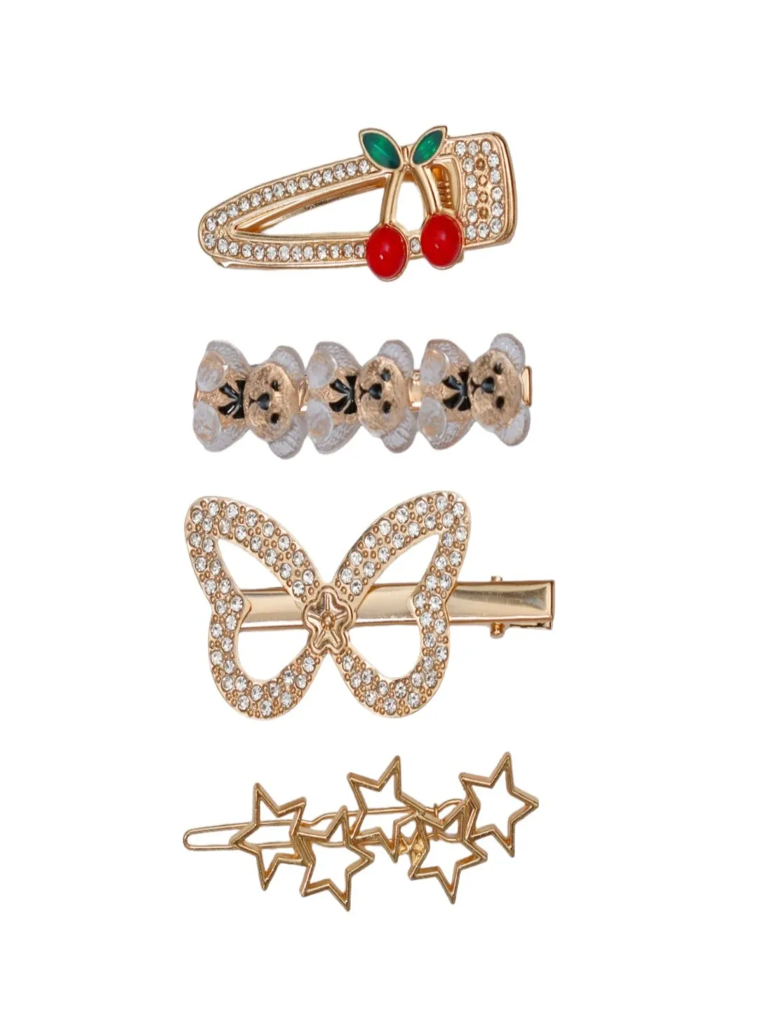 Golden Glamour: Sparkling and Celestial Hair Clip Set