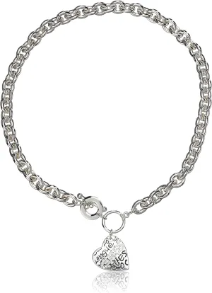 GUESS Basic Crystal Graffiti Heart Toggle Pendant Necklace