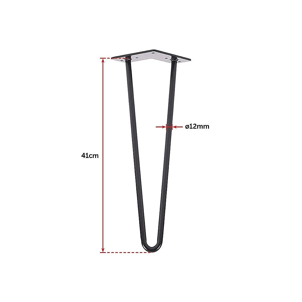 Heavy-Duty Black Hairpin Table Legs 41cm Steel Set of 4