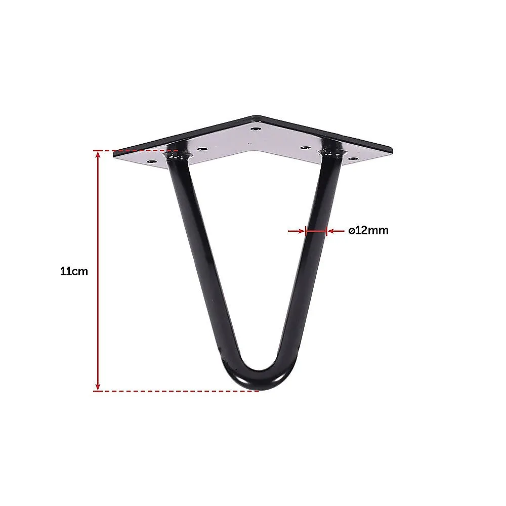 Heavy-Duty Steel Hairpin Table Legs Set of 4, 11cm Black, Della Francesca