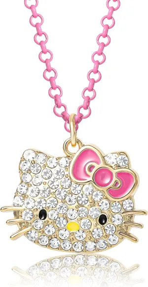 Hello Kitty Sanrio Pave Pendant Necklace 16" 3" - Official License Necklace Jewelry