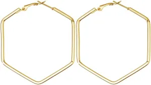 Hexagon Hoop Earrings for Women Simple Geometric Fashion Jewelry Earrings