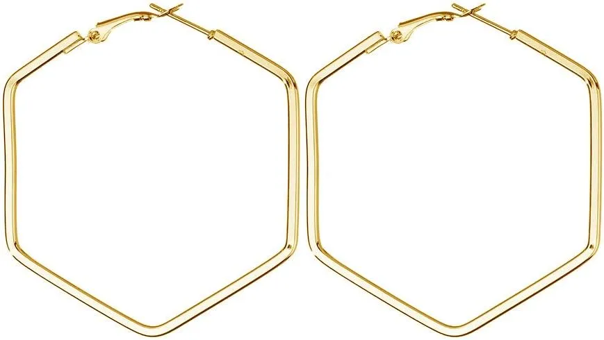 Hexagon Hoop Earrings for Women Simple Geometric Fashion Jewelry Earrings