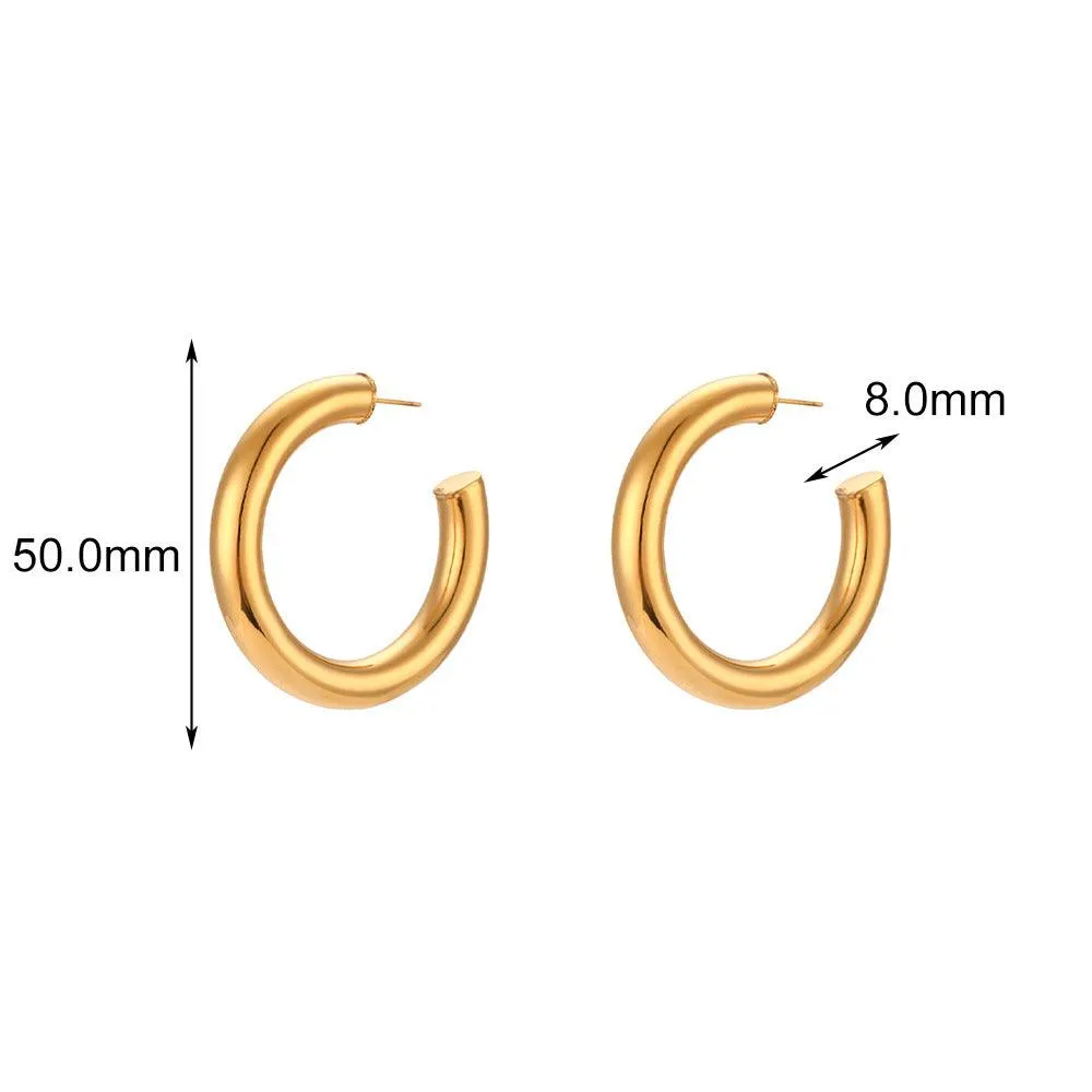 Hyperbole Gold Stainless Steel Hoop Earrings – Trendy Fashion Earrings
