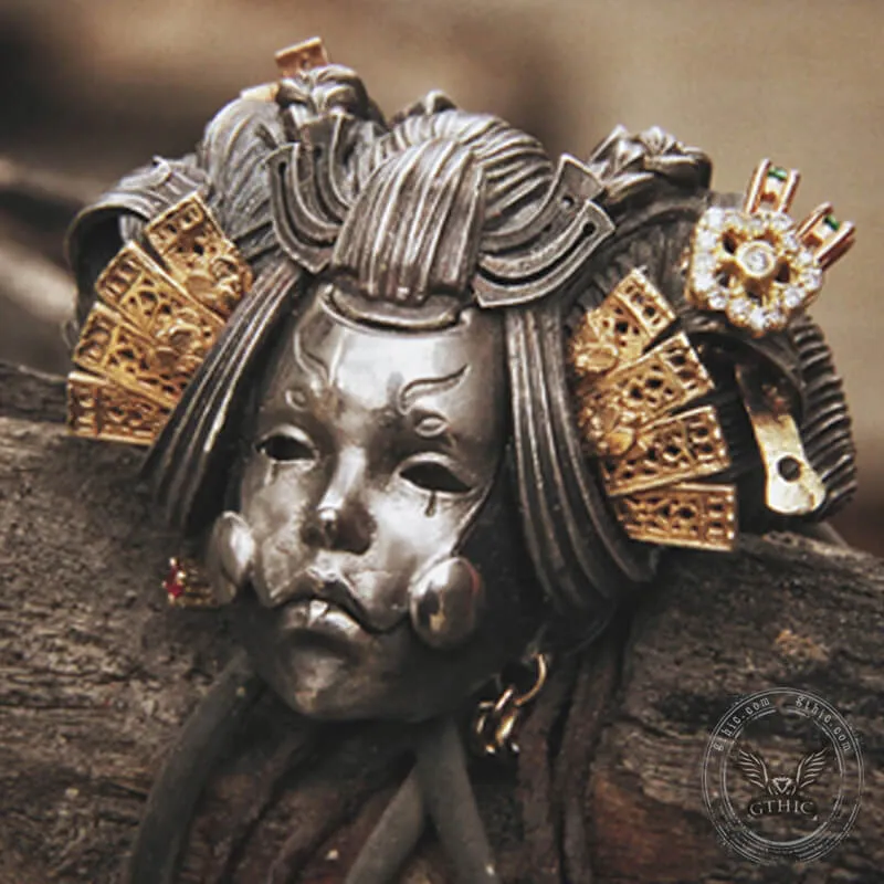 Japanese Geisha Sterling Silver Skull Ring