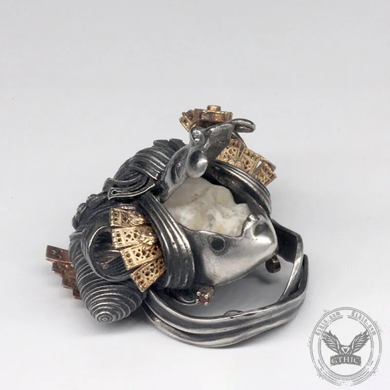 Japanese Geisha Sterling Silver Skull Ring