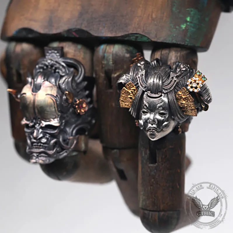 Japanese Geisha Sterling Silver Skull Ring