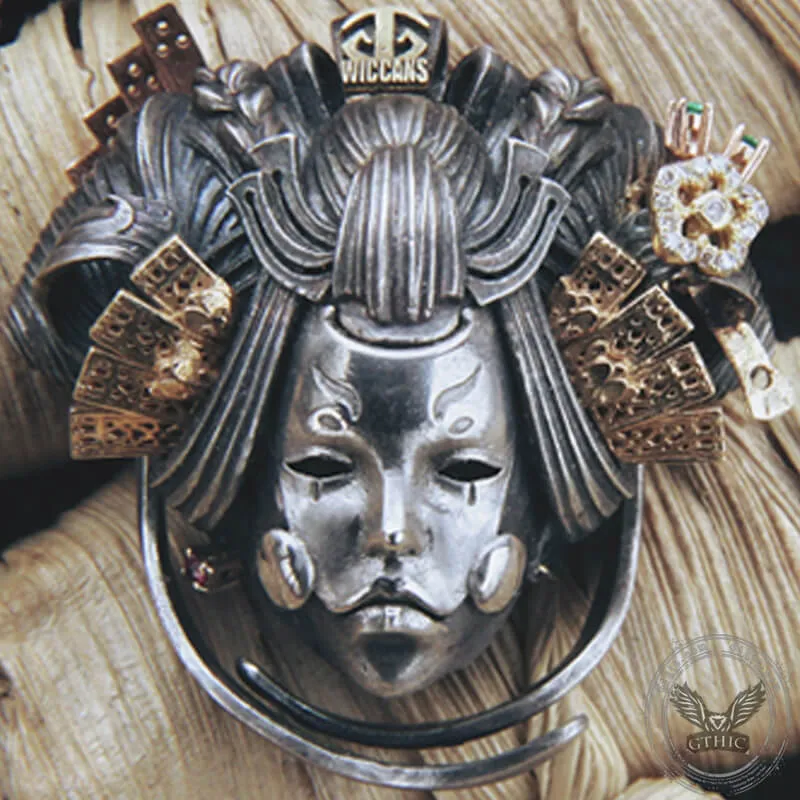 Japanese Geisha Sterling Silver Skull Ring
