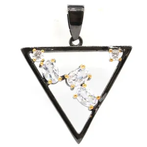 JC - Triangle Pendant & Earrings: Gothic style in black gold silver with cubic zirconia