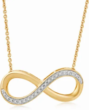 Jewelili Gold Plated Sterling Silver Diamond Accent Infinity Pendant Necklace, 18"