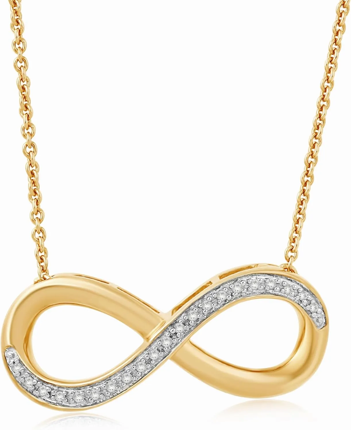 Jewelili Gold Plated Sterling Silver Diamond Accent Infinity Pendant Necklace, 18"