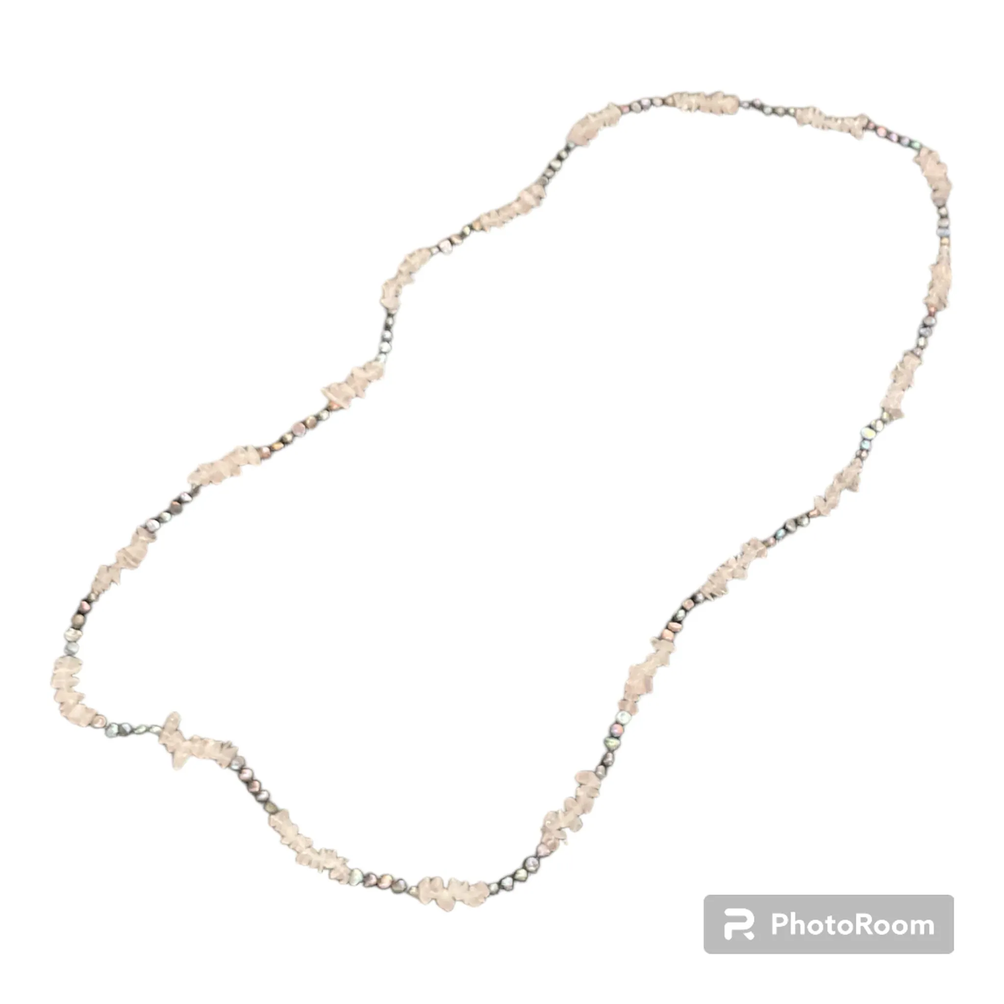 Jodi Maree Accessories Rose Quartz and Freshwater Aubergine Pearl Long Neacklace
