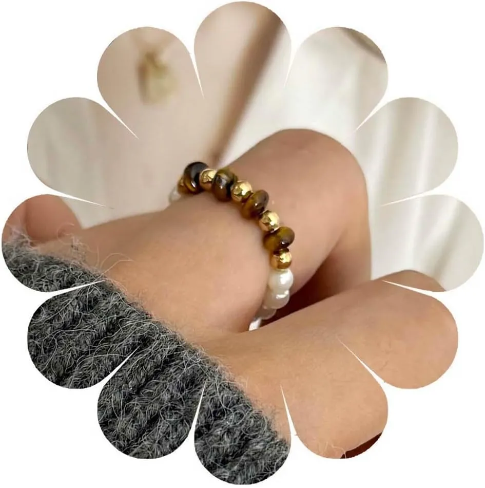 Layered Pearl Knuckle Ring Silver Open Finger Ring Jewelry for Women