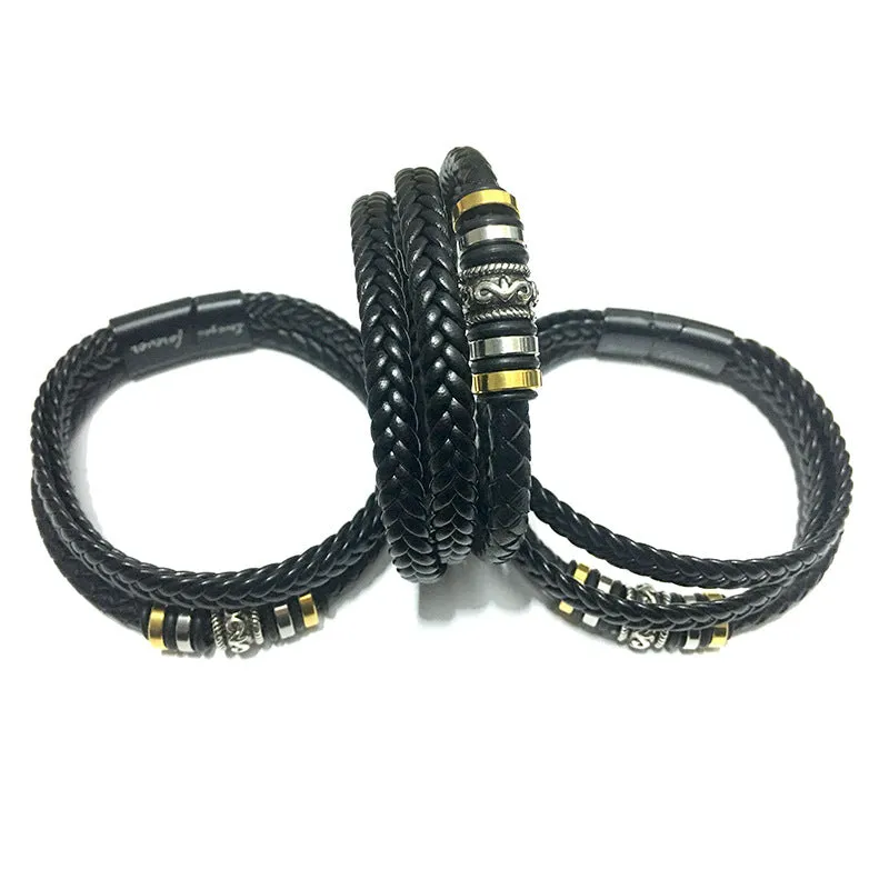 Leather Handwoven Bracelet Cowhide Multilayer