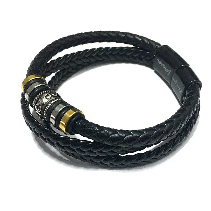 Leather Handwoven Bracelet Cowhide Multilayer