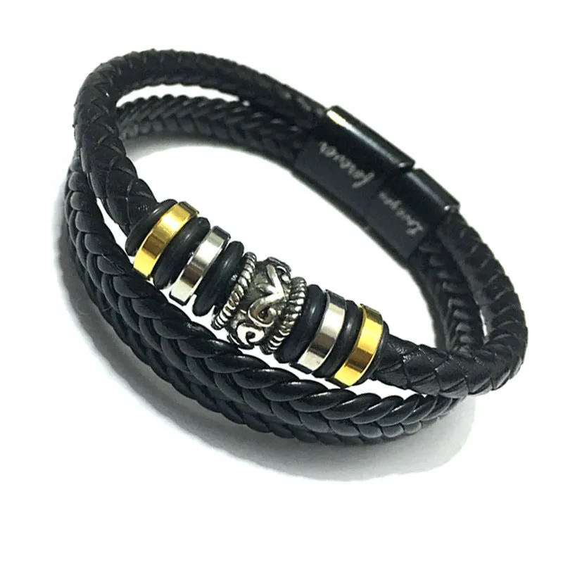 Leather Handwoven Bracelet Cowhide Multilayer