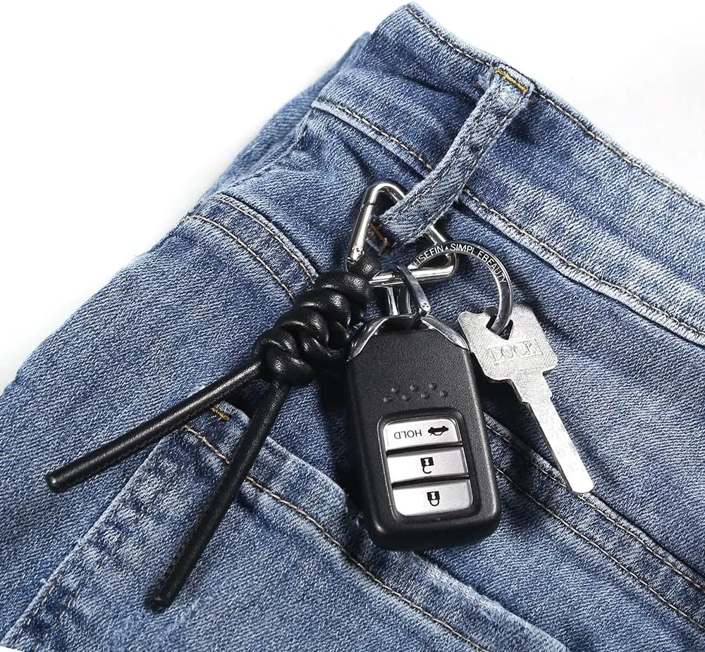 Leather Key Chain Car Universal Unisex Key Chain with Removable Triangle Open Key Ring