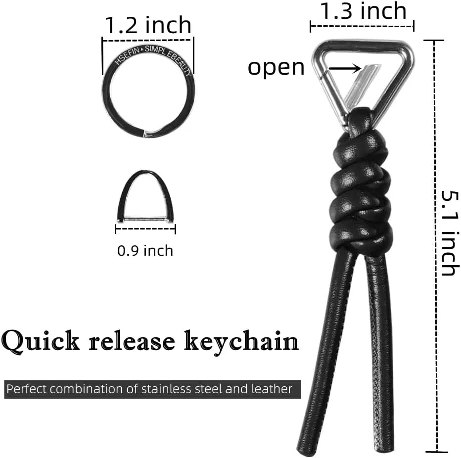 Leather Key Chain Car Universal Unisex Key Chain with Removable Triangle Open Key Ring