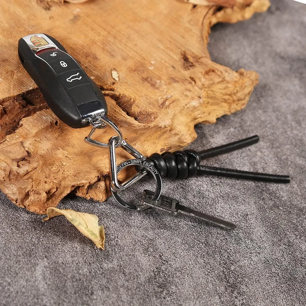 Leather Key Chain Car Universal Unisex Key Chain with Removable Triangle Open Key Ring