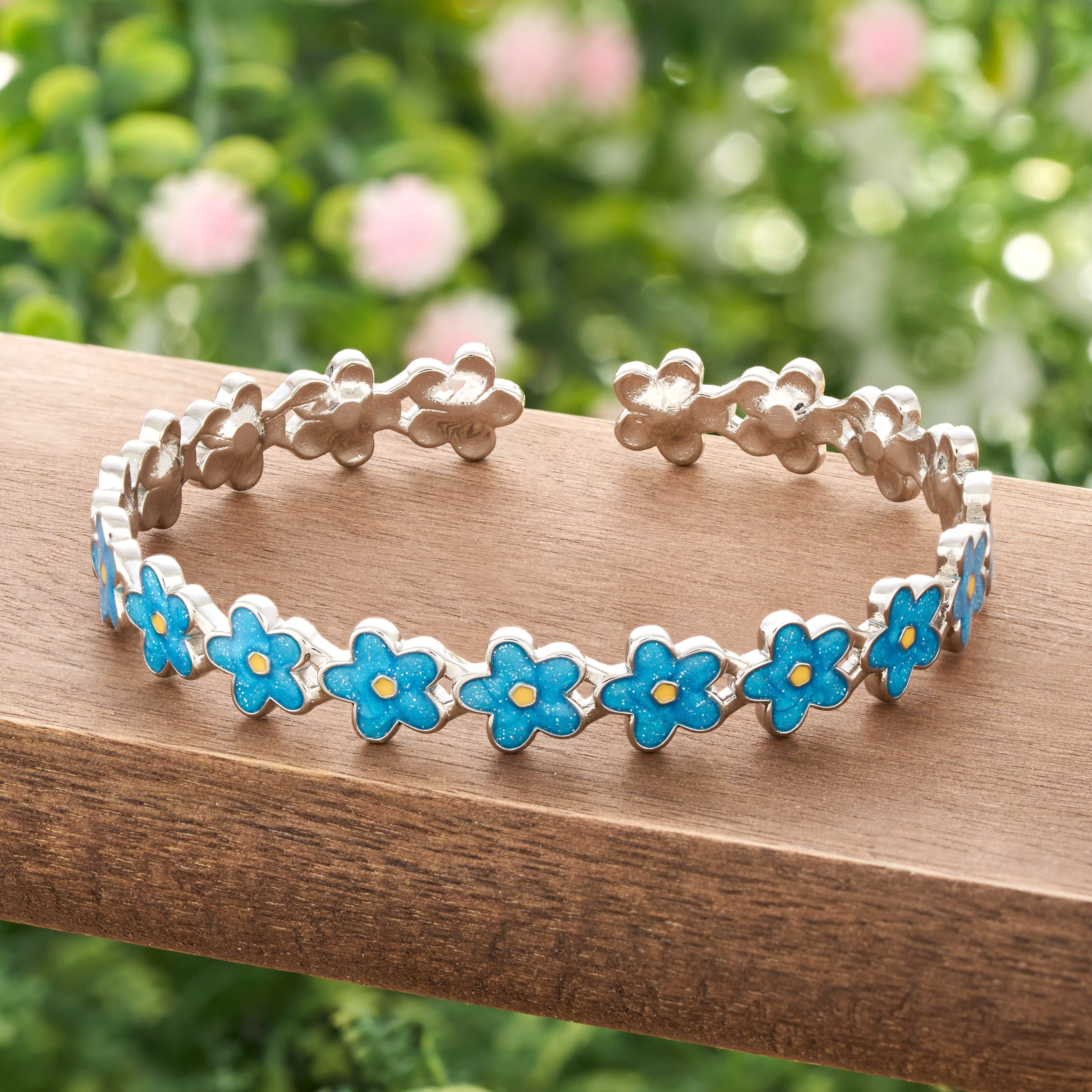 Little Forget-Me-Not Flower Cuff Bracelet