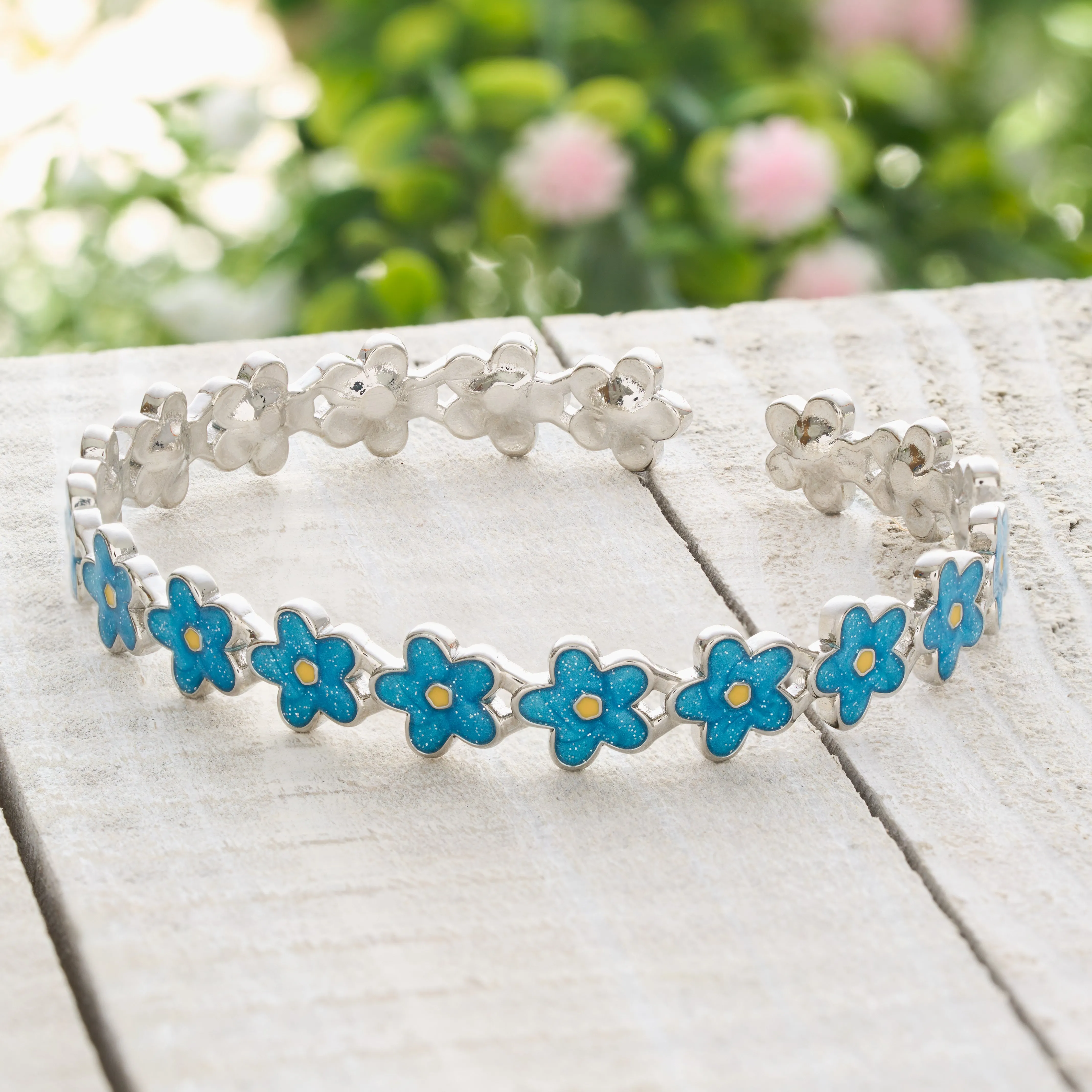 Little Forget-Me-Not Flower Cuff Bracelet