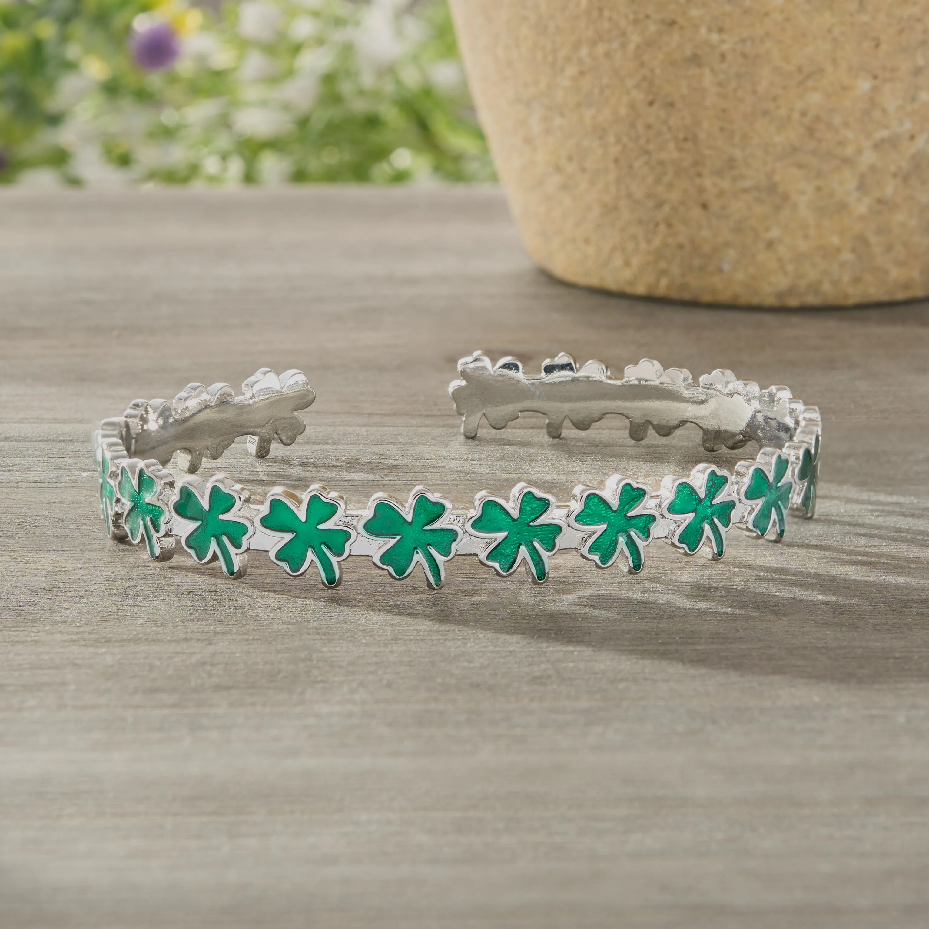 Little Four-Leaf Clover Cuff Bracelet