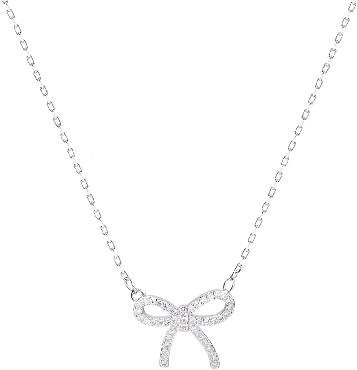 LIYAPEI Rhinestone Bow Necklace for Women, Tiny Dainty 14K Gold Plated Bowknot Pendant Choker Necklace Makes A Cute Bow Jewelry Gift for Women Girls