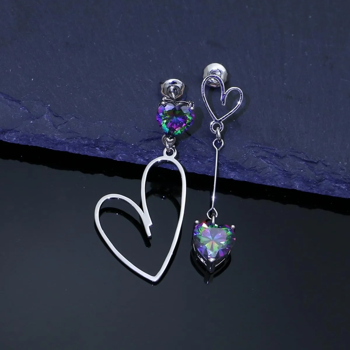 LMXXVJ Heart Earrings for Women Girl,Dangling Asymmetric Heart Drop Stud Earring Birthday/Anniversary/Valentine's Day Jewelry Gifts for Mom/Wife/Sister/Best Friend/Her/Lover