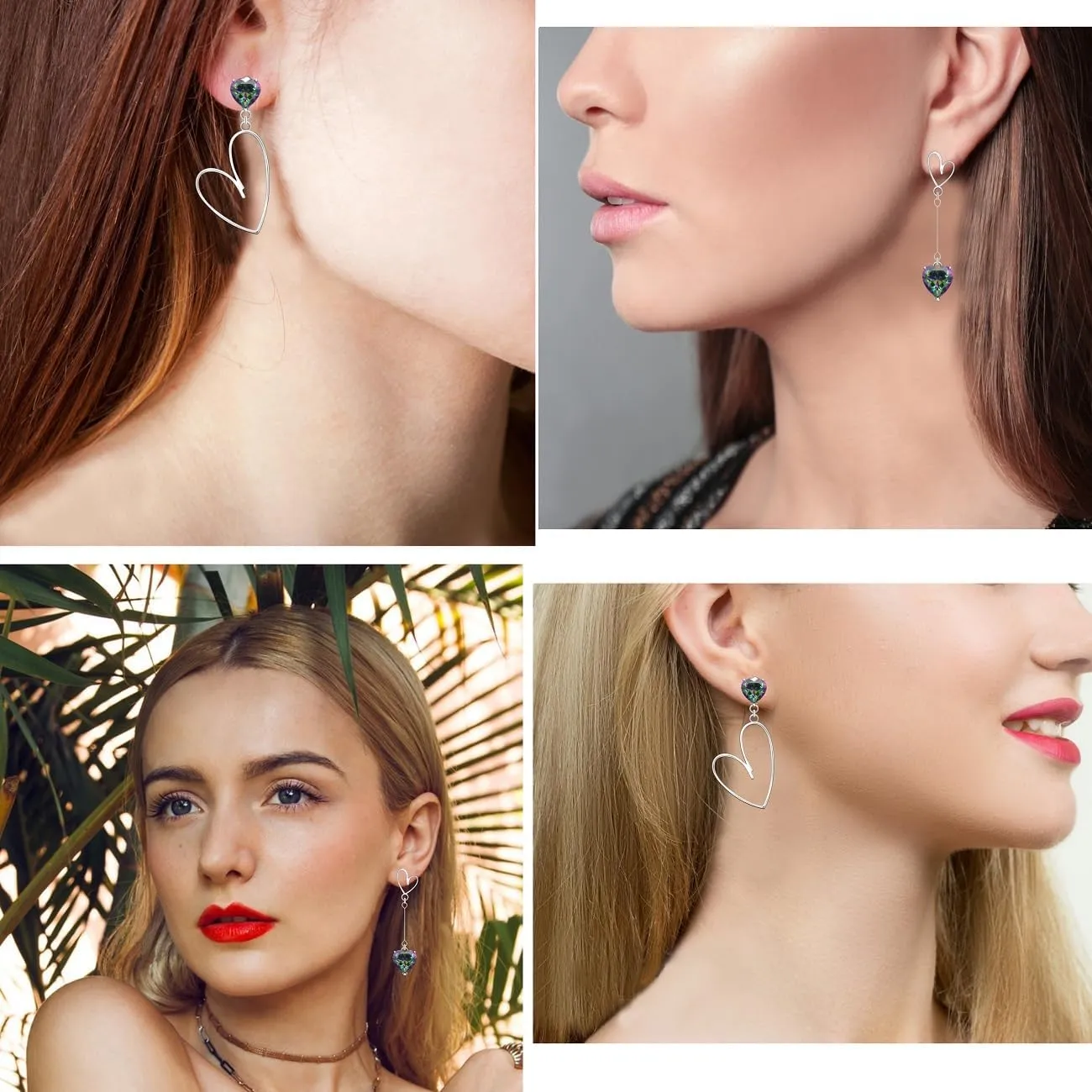 LMXXVJ Heart Earrings for Women Girl,Dangling Asymmetric Heart Drop Stud Earring Birthday/Anniversary/Valentine's Day Jewelry Gifts for Mom/Wife/Sister/Best Friend/Her/Lover