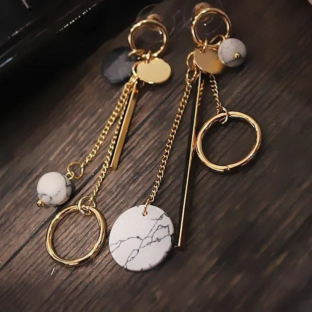 Long Earrings Wholesale Asymmetric Circular Texture