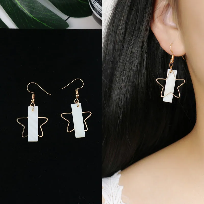 Long Tassel Earrings Square Pearl Asymmetric Earrings