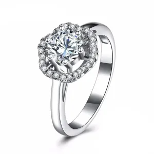 Luxurious 925 Sterling Silver Engagement Ring with Zircon Stone, Fashion Jewelry Party Rings for Women