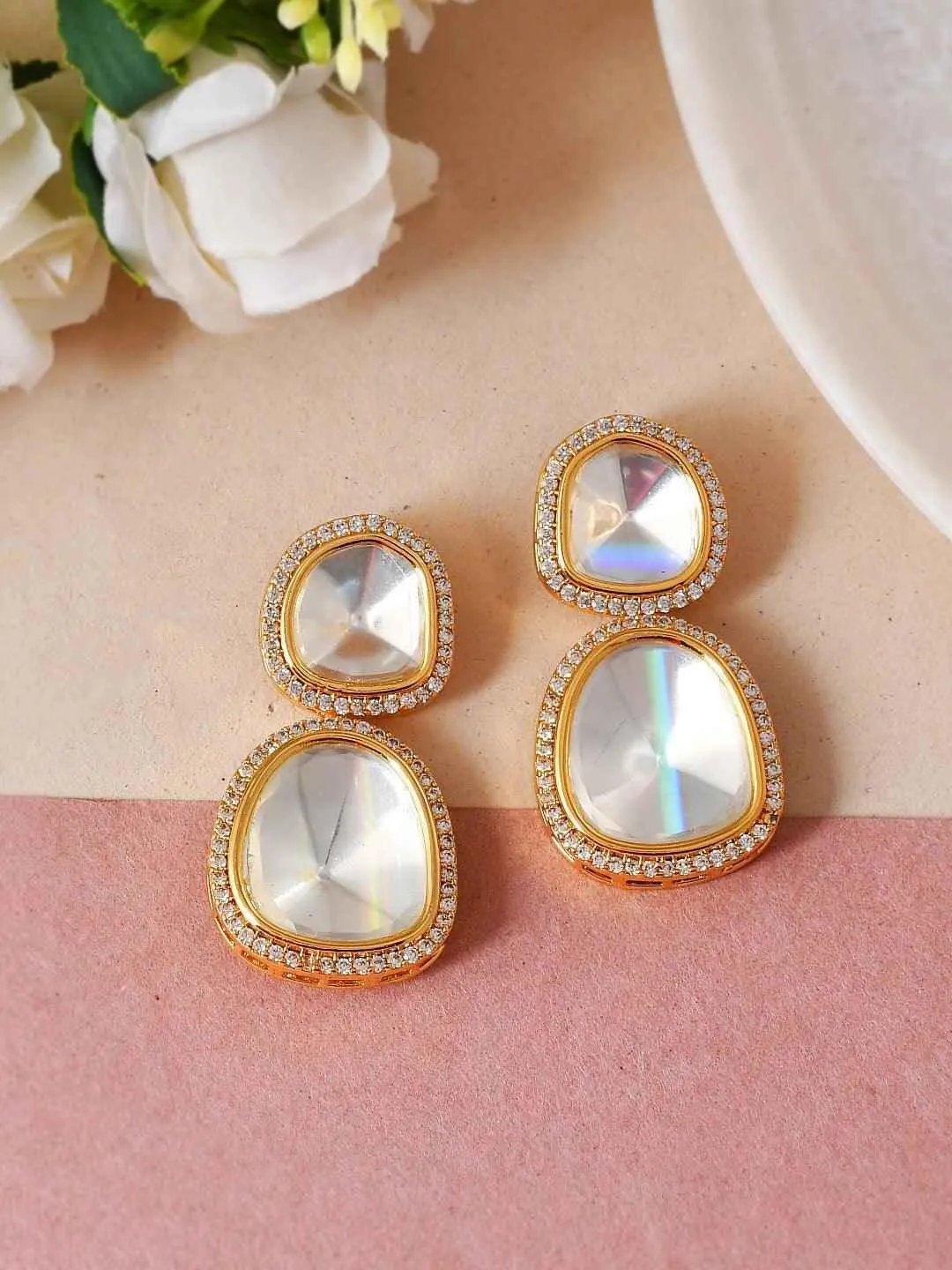 Madhuri Dixit In Polki Stone Ad Earring