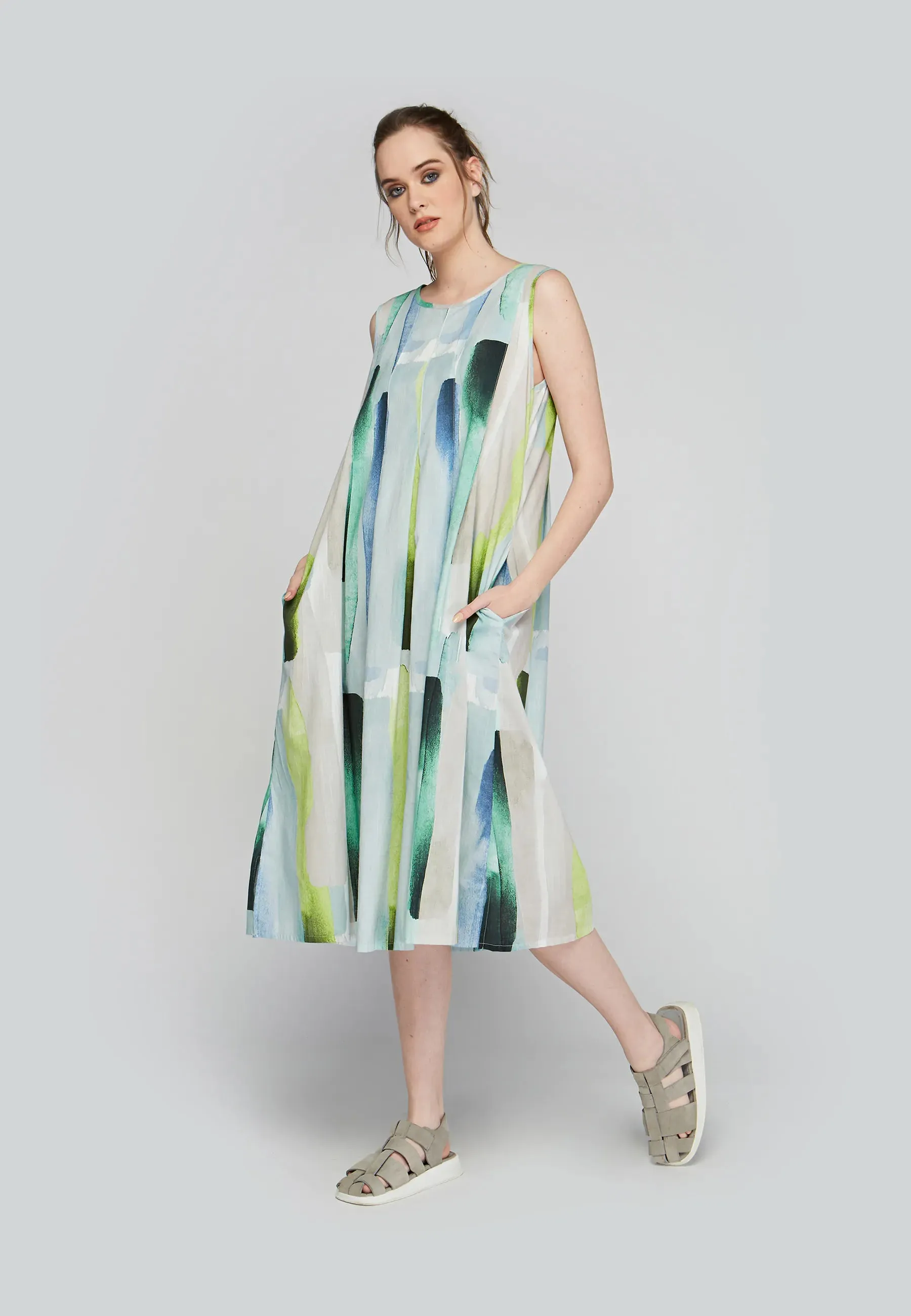 MARIPOSA Mid-length, printed, thin cotton dress